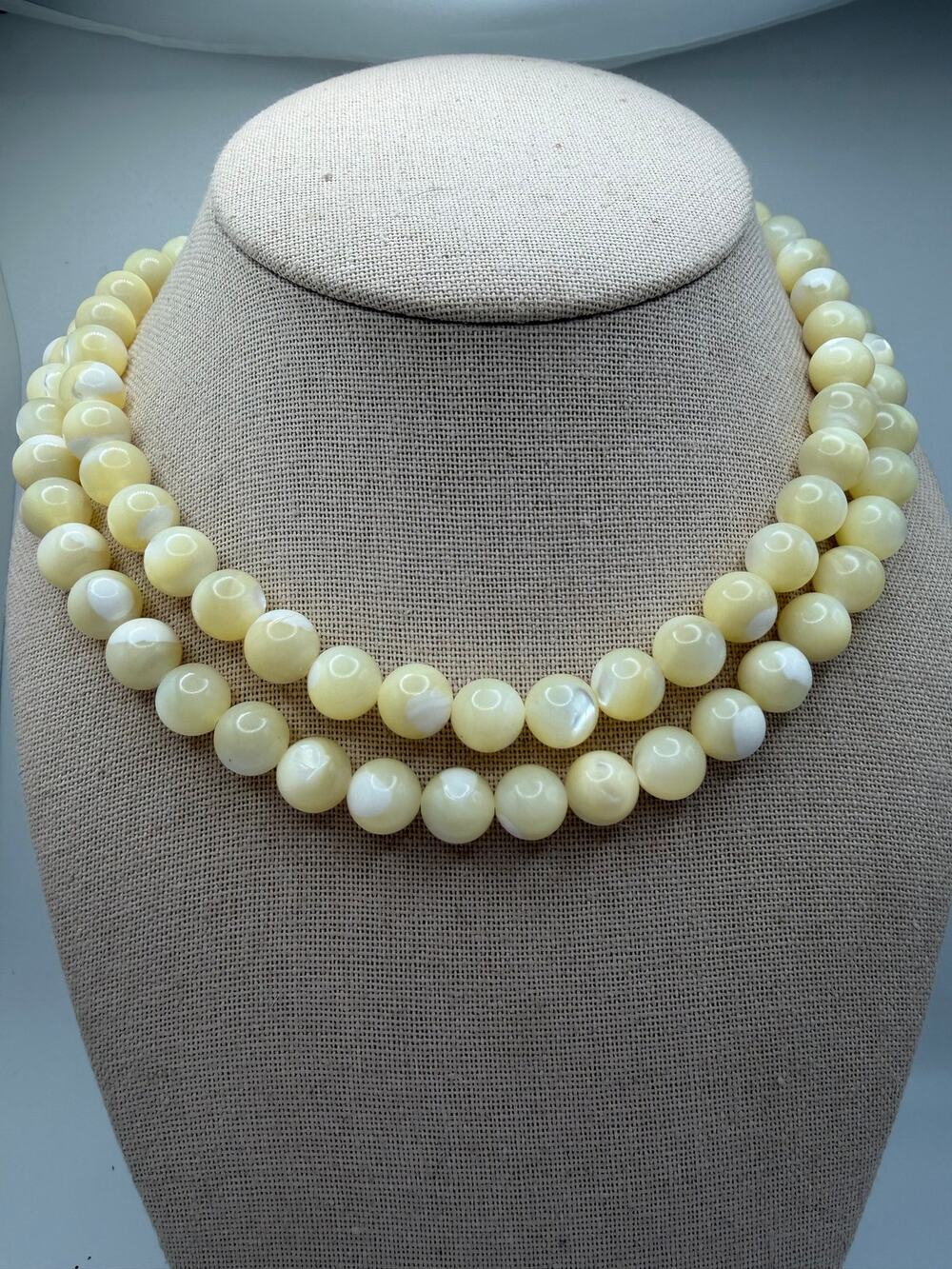 Vintage Mother of Pearl Necklace Sterling clasp